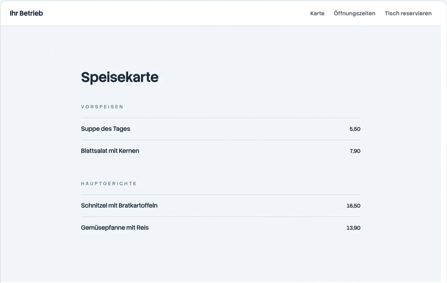 Der Bearbeitungsmodus der Website mit der Vorschau darunter.